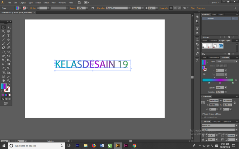 WARNA GRADASI PADA TEXT