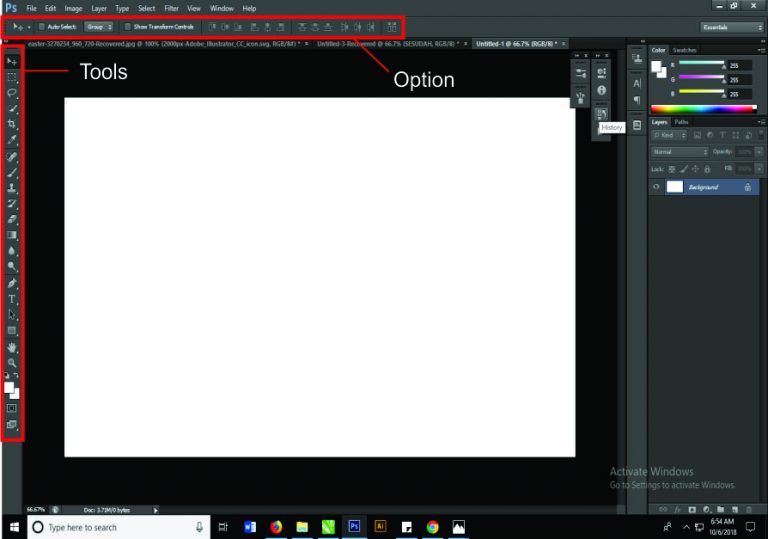 Perbedaan Tools dan Option pada Interface di Adobe Photoshop